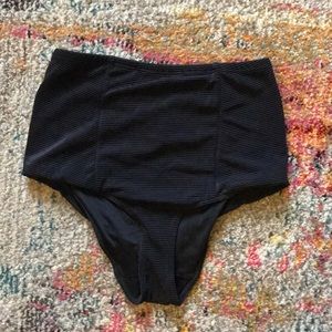 High waisted ribbed panel bikini bottoms